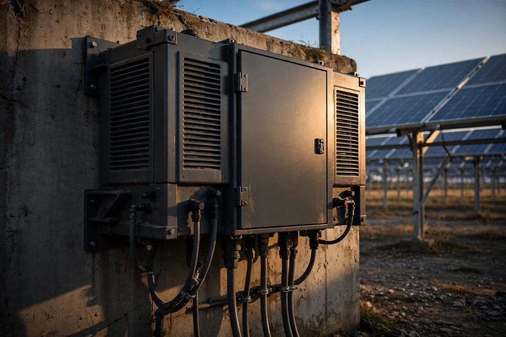 Solar string inverter cabinet at a solar plant